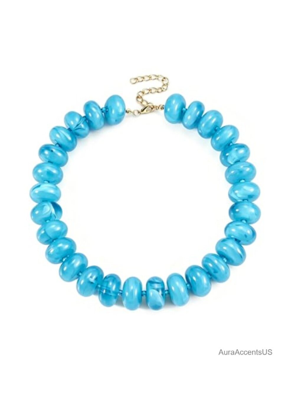 Chunky Resin Beaded Statement Necklace Boho Summer Beach Jewelry